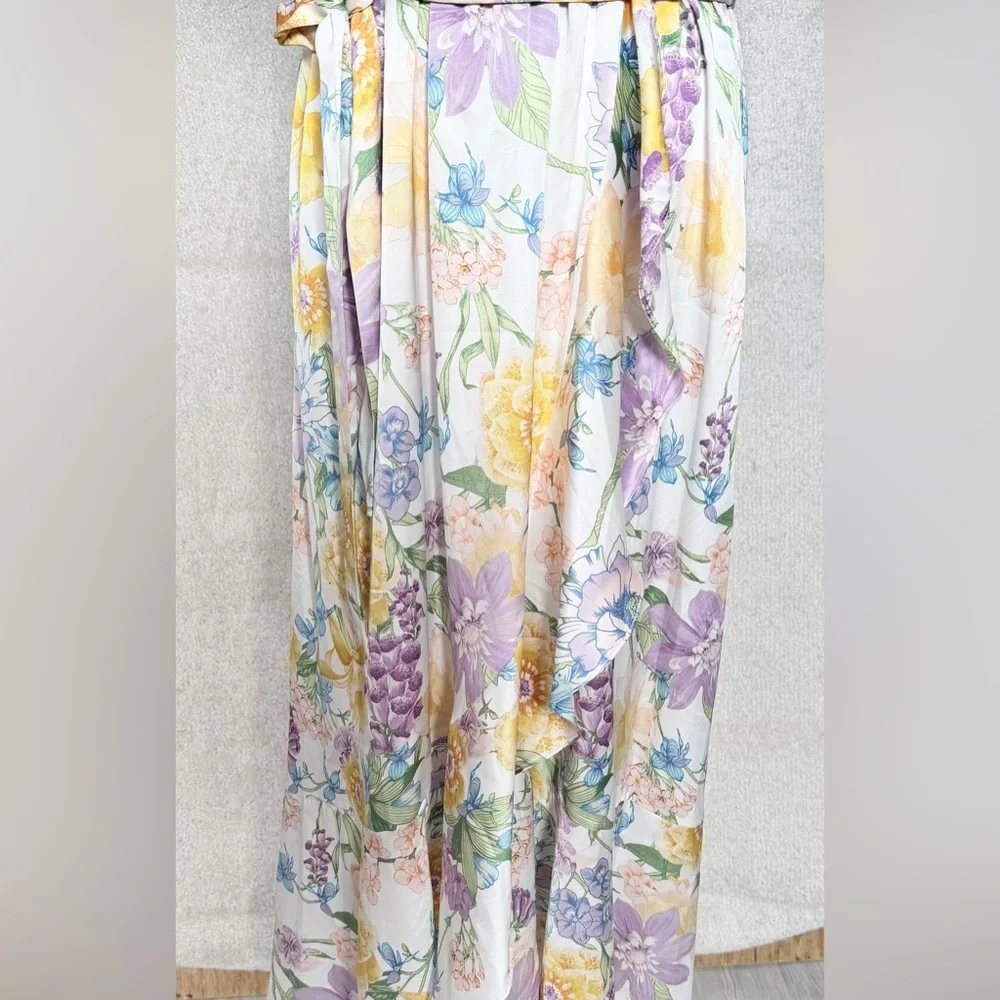 Nicole Miller Girls' Floral Wrap Dress in Yellow, Lavender & White
